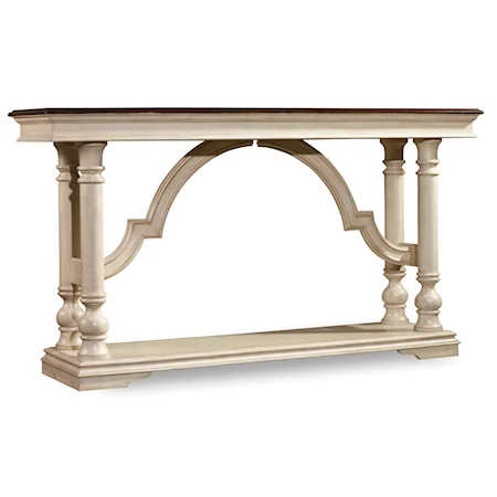 Console Table with Mahogany Veneers and Antique White Finish